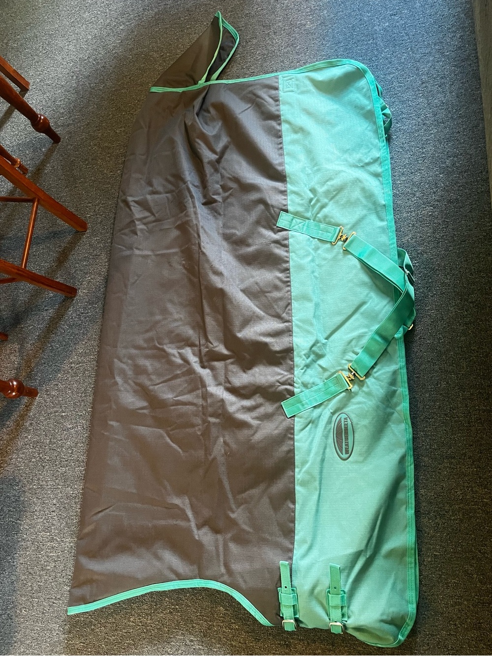 Weatherbeeta Heavy 72” High Neck Turnout Horse Blanket teal/grey